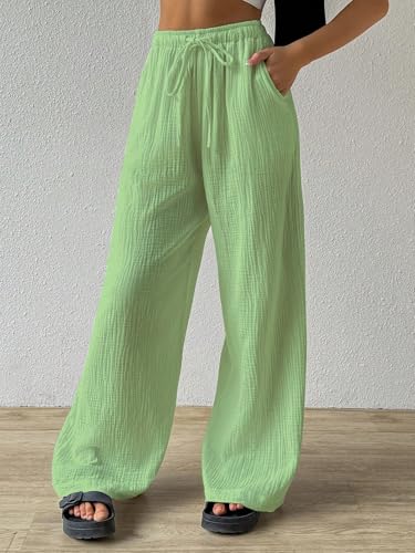 Image of Shasmi Women's Trousers | Wide Leg Casual Pants Featuring a Relaxed Silhouette | Secure fit for All-Day wear | Convenient Side Pockets | Straight-Leg Cut | Elegant Design | Premium (157)
