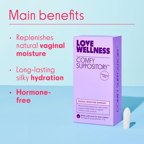 Image of Love Wellness Comfy Suppository | Vaginal Moisture Suppository | Hormone-Free with Hyaluronic Acid & Tremella Mushroom for Vaginal Dryness Support | 10 Count
