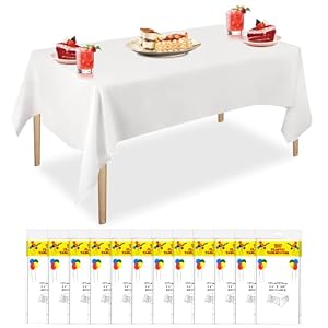 SHUESS 12 Pcs White Table Cloth Party – 54 x 108 Inch Disposable Tablecloths – Plastic Disposable Tablecloths for Parties, Picnic, Wedding – White Party Table Cloth Disposable