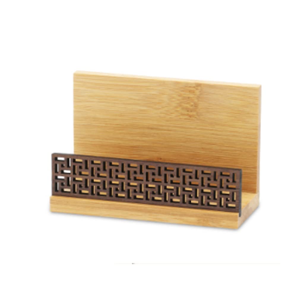 MOBYGKFY Business Card Case Log Solid Wood Desktop Storage Wooden Holder Office Supplies