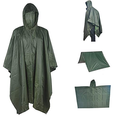 A-More Waterproof Raincoat Rain Poncho Lightweight Ripstop Hooded Picnic Matrain Fly Backpack Cover (Green), Large #TOP3