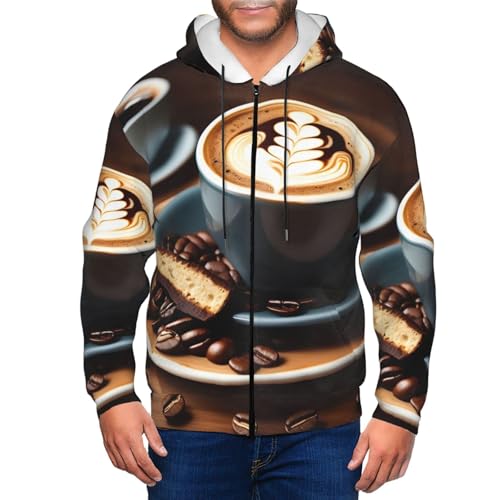Sweat à capuche homme imprimé café pull décontracté automne