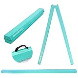 CHAMPIONPLUS Balance Beam 8FT Extra Firm Suede Cover Floor Folding Gymnastics Equipment with Carry B