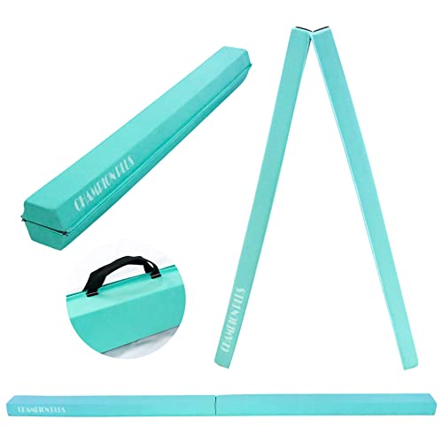 Championplus Balance Beam 8Ft Extra Firm Suede Cover Floor Folding Gymnastics Equipment With Carry Bag For Home For Kids (Mint) #TOP3