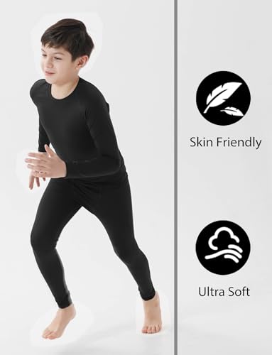 1/4 Pack Youth Boys Thermal Compression Pants Leggings Fleece Lined Base Layer Underwear Tights Cold Weather for Kids3