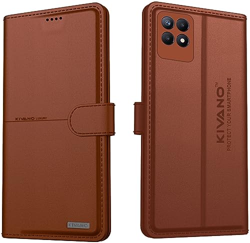 Image of KIVANO Compatible with Realme Narzo 50 / Realme 8i Flip Cover | Leather Finish | Inside Pockets & Inbuilt Stand | Shockproof Wallet Style Magnetic Closure Back Cover Case