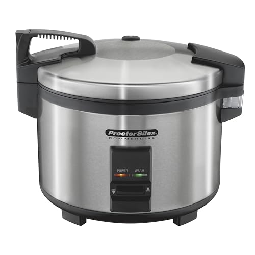 Proctor Silex Commercial 37540 Rice Cooker/Warmer, 40 Cups Cooked Rice Capacity, Nonstick Inner Pot, Hinged Lid, Stainless Steel Housing, Conforms to NSF