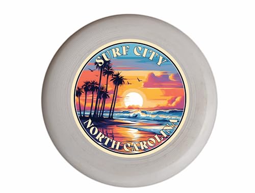 Surf City North Carolina Palm Sunset Design Souvenir Frisbee Flying Disc 4-Pack