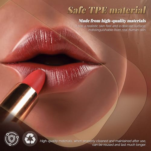 Image of Male Masturbator Oral Sex Toys for Men, Realistic Pocket Pussy Deep Throat Oral Blow Textured with 7.5in Depth, Sexy Lips & Soft Tongue Fleshy Texture, Sex Machine Blowjob Toy for Men (Brown)