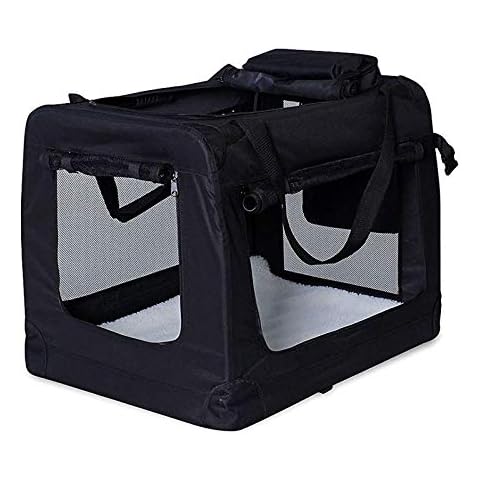 Dog transport box, Dog carrier, Collapsible transport crate, Car crate, Small animal carrier (S - 50x34x36 cm, black) Cover
