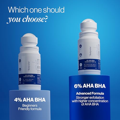 Image of Be Bodywise 6% Aha Bha Underarm Roll On 50ml | 4% Lactic Acid, 1% Mandelic Acid, 1% Salicylic Acid | Controls Odour & Reduces Pigmentation for even tone skin | 0% Alcohol & 0% Aluminium | Aqua Fragrance