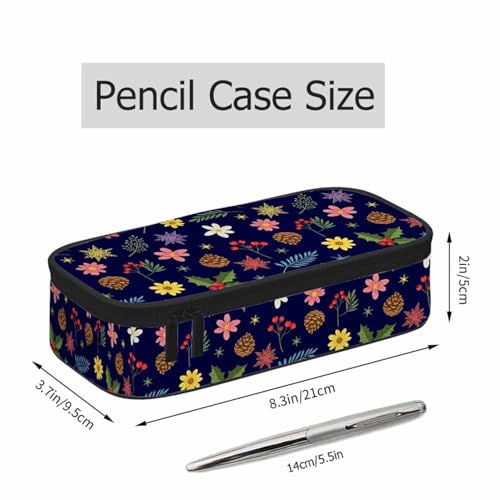 Image of Berries Pencil Bag Pine Branches Flowers Stars Snowflakes Big Capacity Pencil Case Pencil Pouch Pen Bag School Students Boy Girl