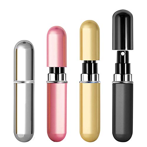 AMMAX Portable Mini Refillable Perfume Empty Spray Bottle, TSA Carry On Approved Travel Accessories Atomizer Pump Case for Perfume Liquids 4Pcs (5ml)