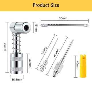 HANTUO 17 Piece Grease Gun Accessory Kit - Quick Connect Grease Coupler Set with 90° Adapter, 12" Spring Flex Hose, Grease Zerk Fittings & Cleaning Tool, Compatible with All 1/8" NPT Grease