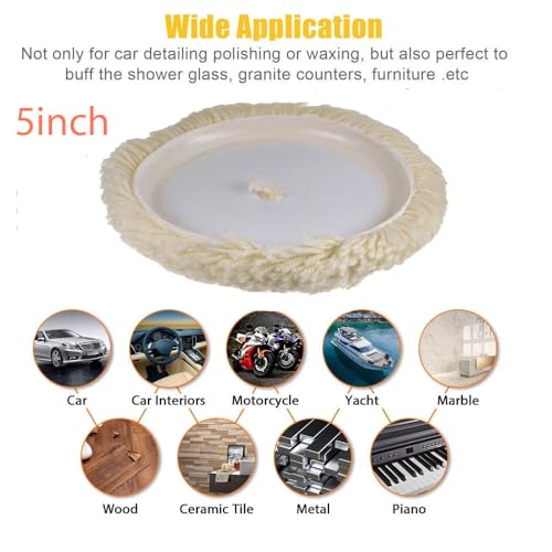Image of MLD Wool Hook & Loop Grip Buffing Pad for Compound Cutting & Polishing - Fits Automotive Car Detailing Polisher Sanders - Polish Auto Paint, PWHP-101 (5 inch) Pack of -1