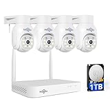 Hiseeu 5MP Wireless PTZ Security Camera System, Indoor Outdoor IP66 Waterproof WiFi Camera, 4K 10CH NVR, 2-Way Audio, Motion Detection Alarm, 24/7 Surveillance, 1TB Hard Drive (Need Plug-in)
