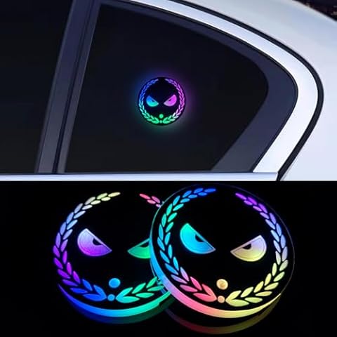 2 PCS Car Window Atmosphere Lights, 7 Colors Ambient Lighting Car, USB Rechargeable Car LED Lights, Car Interior Lights with Rainbow Effect, Portable Led Lights for Car Decoration Cover