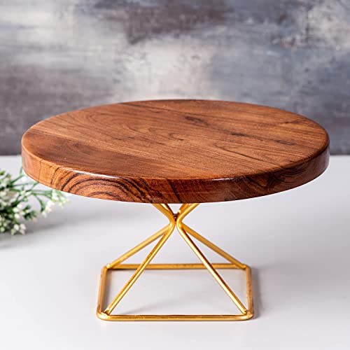 Image of Metscape India Sturdy Metal & Wood Cake Display Stand | Elegant Dessert, Pastry & Cake Presentation | Ideal for Weddings, Parties, Home Decor or Daily Use | Functional & Stylish | Premium Home Accessory