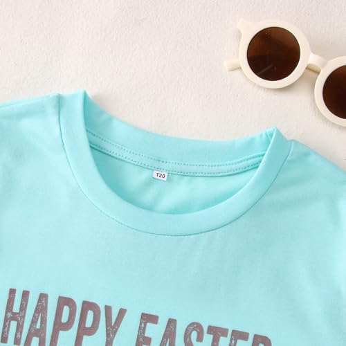 Image of Kid Girls Easter Shirts Happy Easter T-Shirt Funny Leopard Bunny Outfit Short Sleeve Tees Tops Holiday Clothes 7-12Y