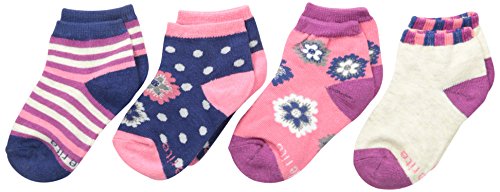 Stride Rite Girls' Little 4pk Black & White Floral Qtrs