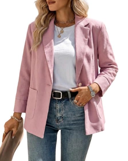 Women Lavender Blazer Jacket Casual Open Front Work Office Long Sleeve Formal Coat-image-48