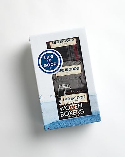 Life is Good Men’s Boxer Briefs - 3 Pack Cotton Woven Boxers with Fly Opening - Breathable Underwear Boxers for Men (S-XL)2