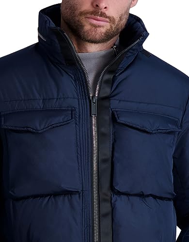 KARL LAGERFELD Men's Quilted Zip Out Hood Puffer Jacket4