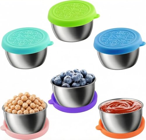 6-Pack Leakproof Stainless Steel Salad Dressing Containers