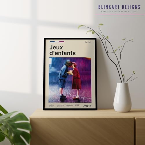 Image of BLINKART Jexux D'Enfants Love Movie Poster Frame 8x12 Inch | Premium 300 GSM Paper Wall Print | Mid Century Vintage Film Artwork for Home, Bedroom, Living Room, Office | Framed Photo Decor