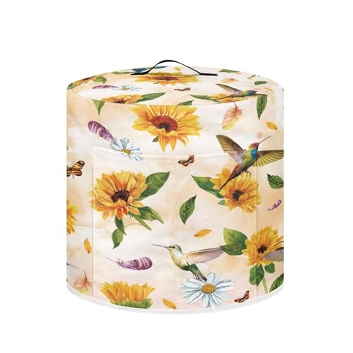 Image of Cozeyat Sunflower Hummingbird Rice Cooker Cover Kitchen Appliance Cover Dust Cover for Electric Pressure Cooker, Air Fryer and Crock Pot, Machine Washable