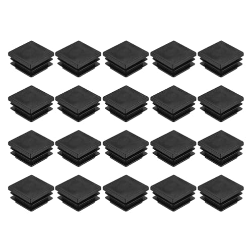 Image of uxcell 24Pcs Square Plastic Plugs, 32 x 32mm /1.26 x 1.26inch PE Pipe Tubing End Caps for 25-30mm /0.98-1.18inch Square Tube Furniture Chair Leg, Black
