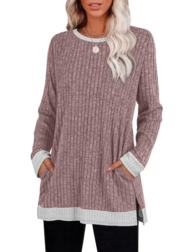 Image of Sampeel Long Sleeve Shirts for Women Tunic Sweaters Fall Fashion Outfits
