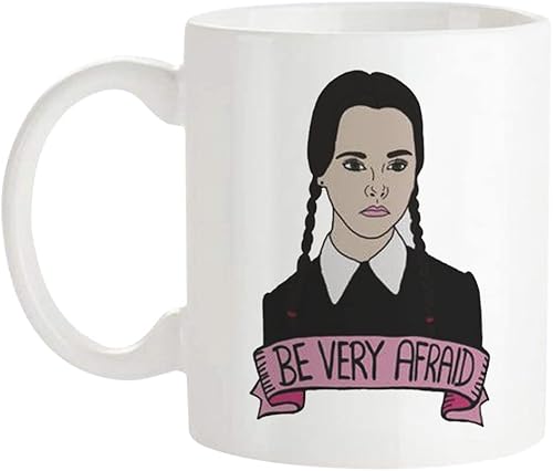 Fonhark - Taza Wednesday Addams (The Addams Family, 90s Film or Movie Buff Fanstic Cup, The X Files, Creepy, Nostalgia, Morticia, Goth), taza de