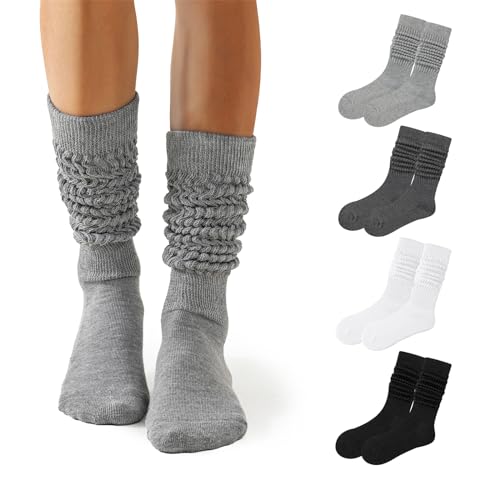 Image of Flydo Slouchy Socks for Women White Scrunch Slouch Boot Sock