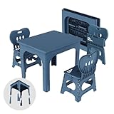 UNICOO® Kids Foldable & Height Adjustable Table Set w/2 Folding Chairs, Compact, Collapsible & Portable...
