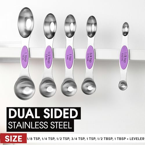 Image of Spring Chef Stainless Steel Magnetic Measuring Spoons Set of 8, Orchid