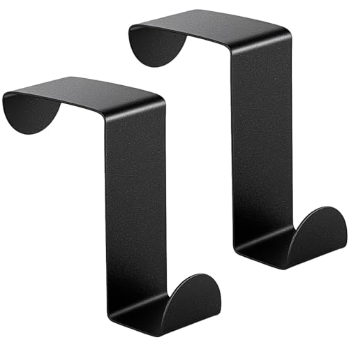 Lusofie 2Pcs Black Over the Door Hook S‑Shaped Single Over The Door Hooks