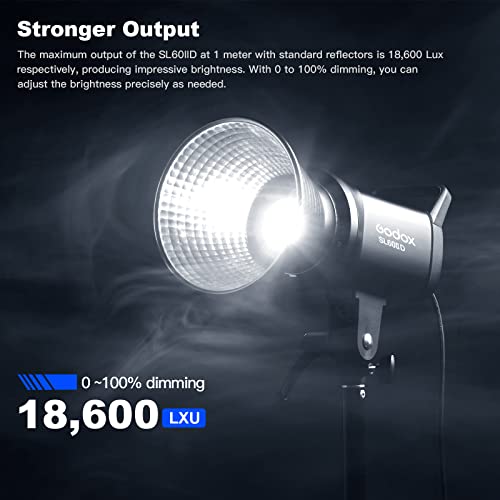 Image of Godox SL60IID LED Video Light,60Ws White 5600K Version Countinuous Output Lighting with Bowens Mount,CRI 96+ TLCI97+,for Video Recording Wedding Product Photo... (3 Pack)