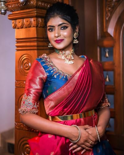 Image of ZITON ARICO MART Women's Indian Traditional Kanjivaram Silk Pure Weaving Lehenga Choli Along With Dupatta And Blouse Piece, Half Saree (Unstitched)