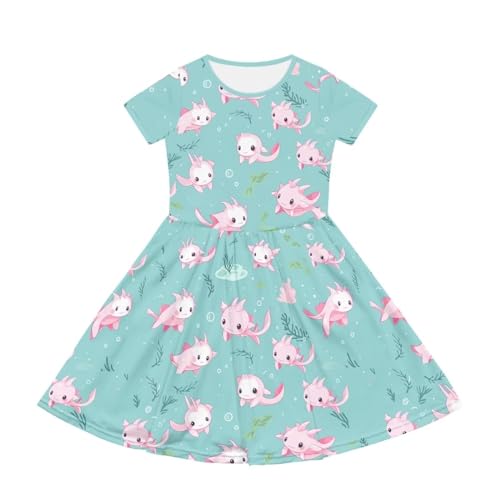 Image of Short Sleeve Dress for Girls with Pockets Cute Toddler Girl Clothes Summer 2-12