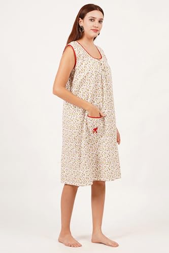 Image of Breezly Woman's Long Short Calf Length Pure Cotton Nighty