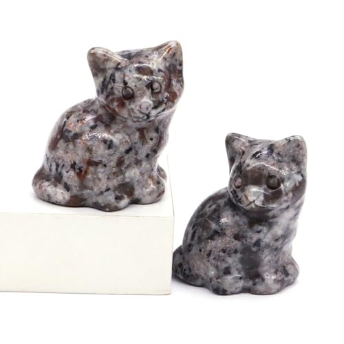 Statue de chat en pierre cristal cadeau idéal décoration bureau et maison