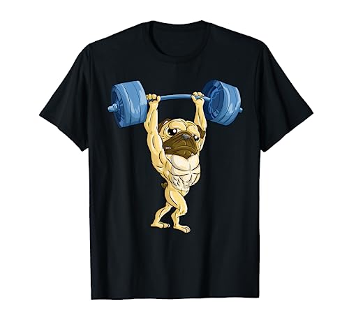 Carlino sollevamento pesi | Carino cane palestra Pet divertente Bodybuilding regalo Maglietta