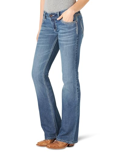 7 Best Jeans for Flat Butt 12 Wrangler Women's Retro Sadie Low Rise Stretch Boot Cut Jean, Tiffany, 5-32