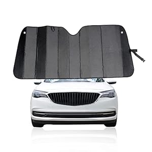 Ziciner Car Windshield Sunshade, Foldable Auto Reflective Front Window Visor Protector, Double Thicken UV Rays and Heat Blocker with Sucker, Vehicle Interior Accessories for Most Cars (Black)