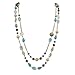 BOCAR 14K Gold Plated Link Chain 2 Layer Crystal Wood Acrylic Colorful Women Party Long Necklace Gift (10084-blue)