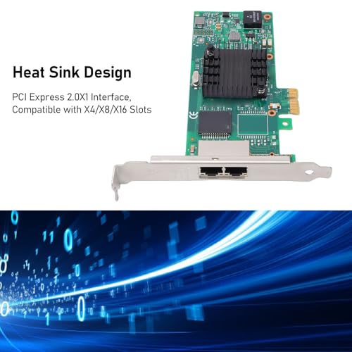 Yunseity 1G Gigabit Network Card PCIe 2.0 X1 Adaptador Ethernet con Doble Puertos RJ45 para Servidor y Escritorio Compatible con Controlador T2 miniatura 2