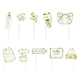 Unique Gold Baby Shower Photo Booth Props | Assorted Designs | 10 Pcs