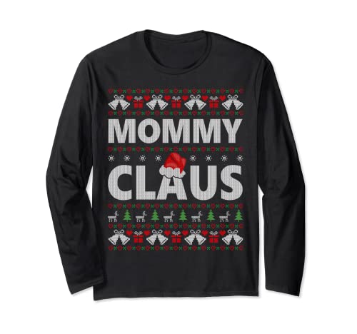 Mommy Claus Family Matching Ugly Christmas Suéter Gift Manga Larga
