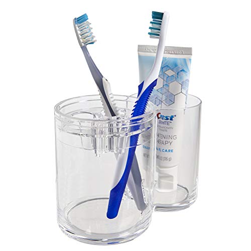 STORi Clear Plastic 5-Slot Holder for Toothbrushes or Makeup Brushes